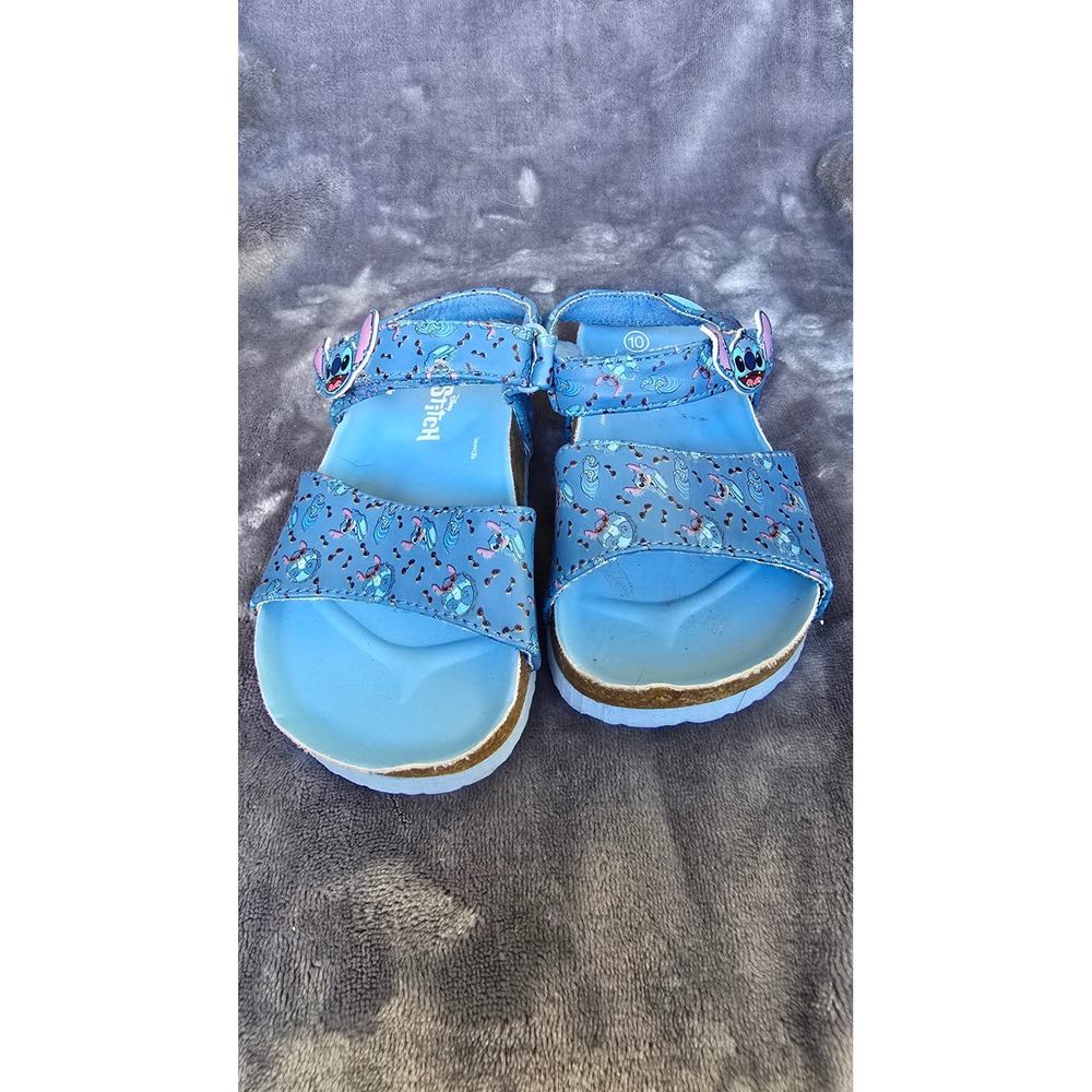 Disney Lilo & Stitch Toddler Sandals Blue Cork Midsole Size 10 Adjustable Strap
